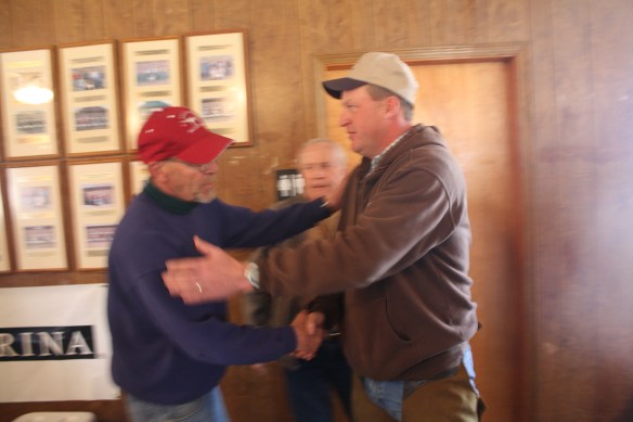Jeff Ruth congratulates Stacy Perkins